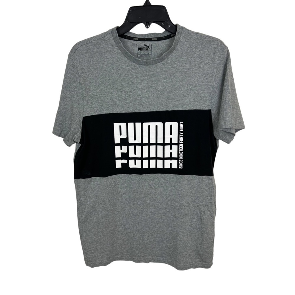 Puma Men’s Short Sleeve Graphic Cotton Crew Neck T-Shirt Black Gray Size Small